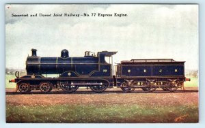 UNITED KINGDOM ~ # 77 EXPRESS ENGINE ~ Somerset & Dorset RAILWAY c1940s Postcard