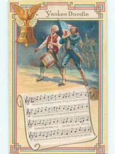 Pre-Linen Patriotic YANKEE DOODLE DANDY MUSIC ON POSTCARD AC0848