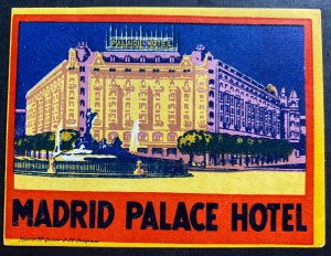 Mint Air Baggage Label Tag Palace Hotel Madrid Spain