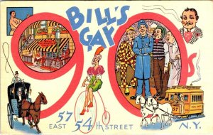 NY, NYC New York City BILL'S GAY NINETIES Cafe & Nightclub 1939 Linen Postcard