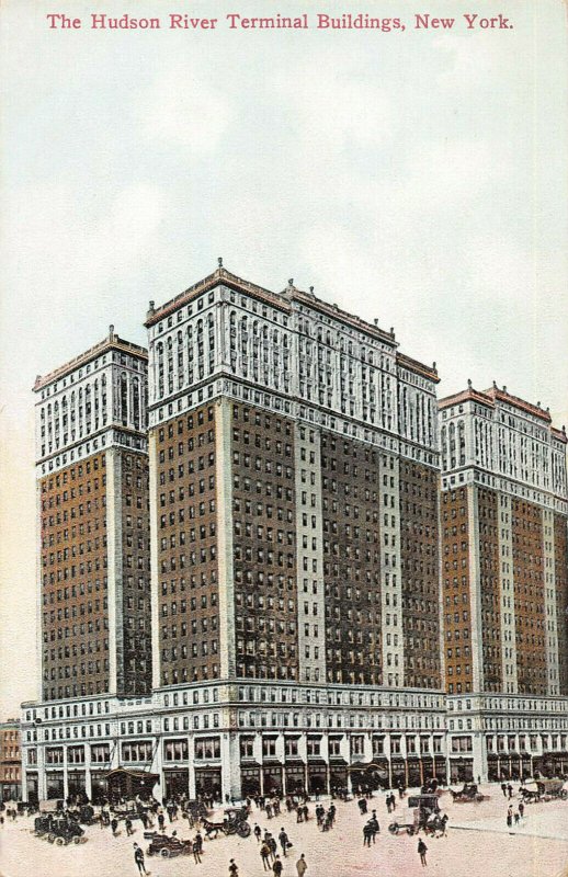 The Hudson River Terminal Buildings, New York City, Early Postcard, Unused