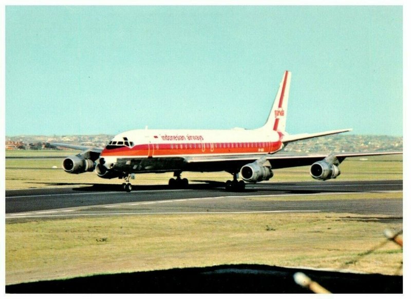 Garuda Indonesian Airways McDonnell Douglas DC8 55 Airplane Postcard