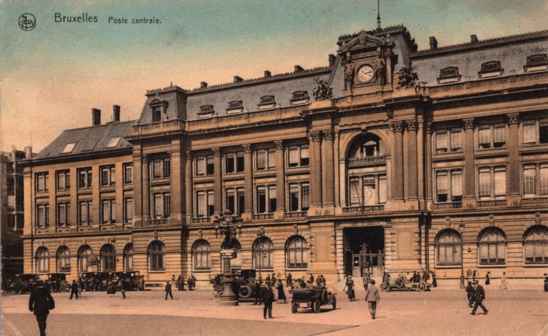Belgium Brussels Poste Centrale Vintage Postcard C240