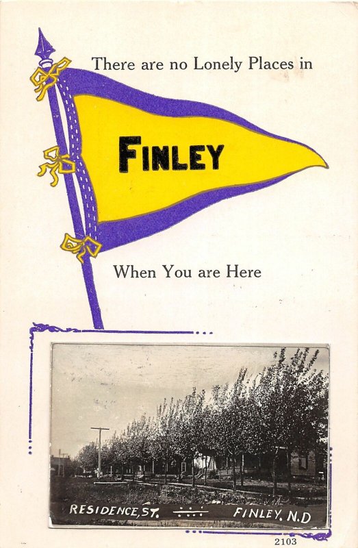 G38/ Finley North Dakota RPPC Postcard c1910 Pennant Residence St 8