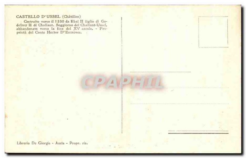 Old Postcard Castello d & # 39Ussel Valle d & # 39Aosta