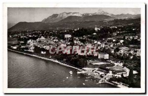 Old Postcard Evian Les Bains Beach City and Chablais mountains