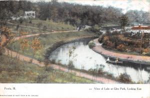 PEORIA ILLINOIS VIEW OF LAKE AT GLEN PARK LOOKING EAST POSTCARD c1907