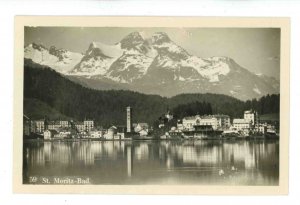 Switzerland - St. Moritz-Bad. View from the Lake  RPPC