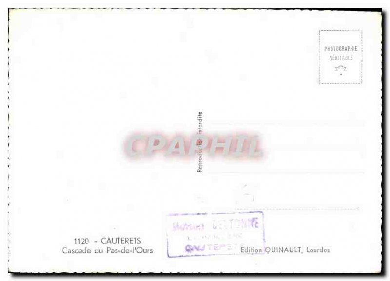 Modern Postcard Cauterets Cascade No Bear