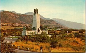 This Place Monument Salt Lake City Utah UT Mountains City Postcard Vintage UNP 