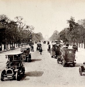 Paris France Avenue Champs-Elysees Horses Of Marly Cars 1910s Postcard PCBG12A