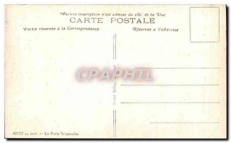 Old Postcard Metz Night Gate Serpenoise