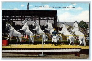 c1960's Mounted Patrol White Horses Sioux City Iowa IA Unposted Vintage Postcard