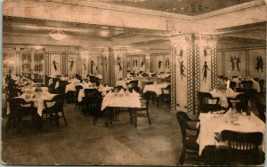 Vtg Postcard 1917 The Domino Room Interior Morrison Hotel & Oyster House Chicago