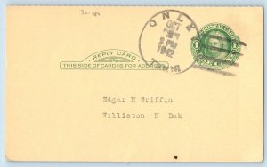DPO Only Tennessee TN Postcard Edgar M Griffin Williston North Dakota ND 1942
