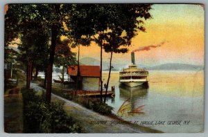 Postcard Lake George NY c1908 Steamer Sagamore at Hague Warren County