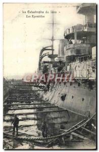 Old Postcard Boat War Catastrophe of Jena The stanchions