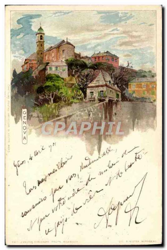 Old Postcard Italy Genova Illustrator