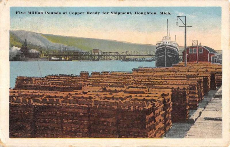 Houghton Michigan Copper Shipment Street View Antique Postcard K104416