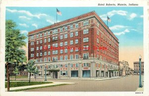 7 Linen Postcards, Muncie IN, Various Scenes, Hotel-Masonic Temple-Court House