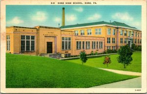 Vtg Linen Postcard K-9 Kane High School - Kane Pennsylvania PA