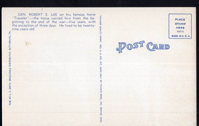 Pennsylvania ~ Gen. Robert E. Lee on Traveler at GETTYSBURG - LINEN