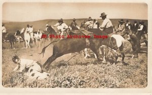 ID, Weiser, Idaho, RPPC, Cowboys at a Rodeo Round Up, Bull Riding