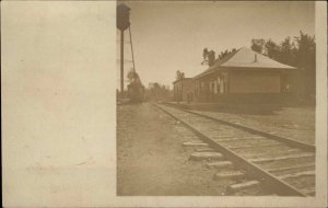 Woodland ME Maine RR Train Station Depot c1905 Real Photo Postcard