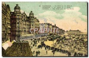 Old Postcard Oostende De Dijk en het Strand Ostend Beach and La Digue