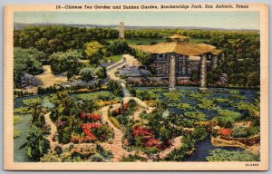 San Antonio Texas 1940s Linen Postcard Chinese Tea Garden Breckenridge Park