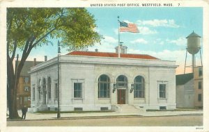 Westfield Massachusetts US Post Office 1928 White Border Postcard