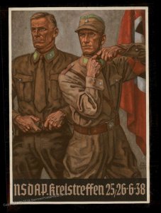 3rd Reich Germany 1938 NSDAP Kreistreffen SA Propaganda Card USED 93387