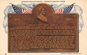 Souvenir from Gettysburg ?????America's greatest shrine The bronze tablet, US...