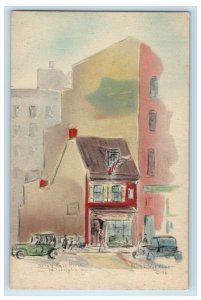 1931 Betsy Russ House Car Art Hand Painted Philadelphia PA Handcolored Postcard