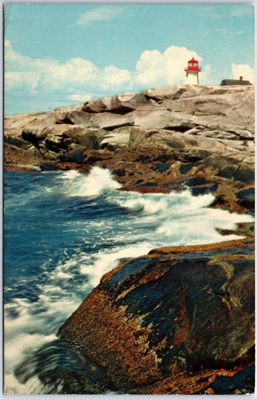 VINTAGE POSTCARD THE BREAKER WAVES AT PEGGY'S COVE NOVA SCOTIA CANADA 1970