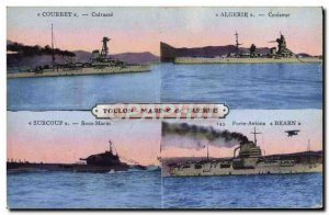 Old Postcard Boat War Toulon Navy Submarine Surcouf Algeria Courbet door had ...