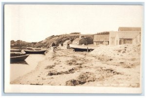 c1920's Mill Pond Shore View Boats Chatham MA RPPC Photo Unposted Postcard 