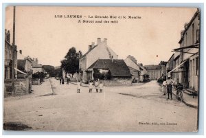 Venarey-les-Laumes Côte-d'Or France Postcard A Street and Mill c1910 Antique