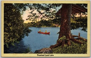 1920 Promised Land Lake Tree Boating Canoeing Adventure Posted Postcard