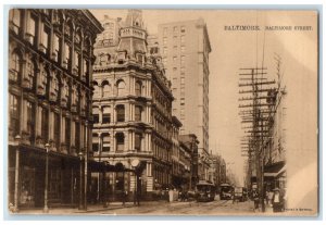 c1905 Baltimore Street Trolley Scene Baltimore Maryland MD Tuck's Postcard