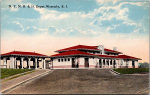 K12/ Westerly Rhode Island Postcard c1910 NYNH&H Railroad Depot  360