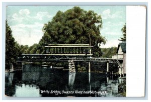 c1910's White Bridge Owasco River Near Auburn New York NY Antique Postcard 