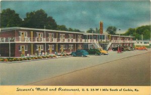 Corbin Kentucky 1940s Stewarts Motel roadside Colorpicture Postcard 21-4139