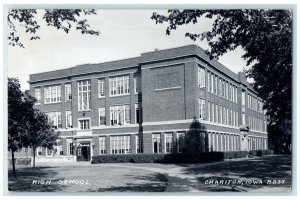 Chariton IA RPPC Photo Postcard High School Entrance View 1952 Vintage Posted