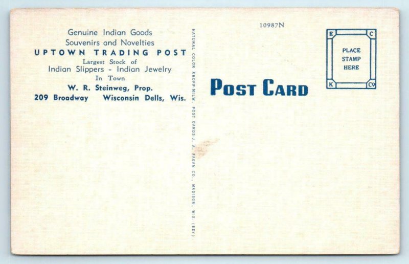 WISCONSIN DELLS Native American UPTOWN TRADING POST Indian Goods 1940s ...