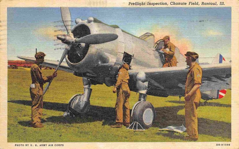 Military Trainer Plane US Army Chanute Field Rantoul Illinois 1942 postcard