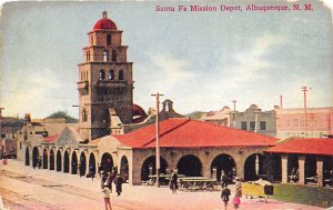Albuquerque New Mexico 1910s Postcard Santa Fe Mission Depot Train Station
