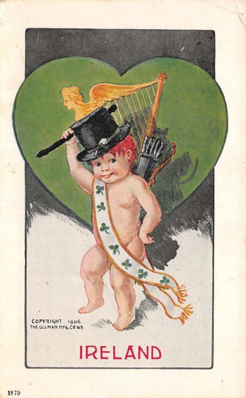 Valentines Greetings Ireland National Cupid Ullman MFG Vintage Postcard AA67846