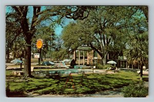 Brunswick GA, Quality Inn Motel, Oak Park, Pool, Chrome Georgia c1973 Postcard