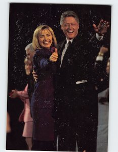 Postcard President Bill Clinton, First Lady Hillary Clinton